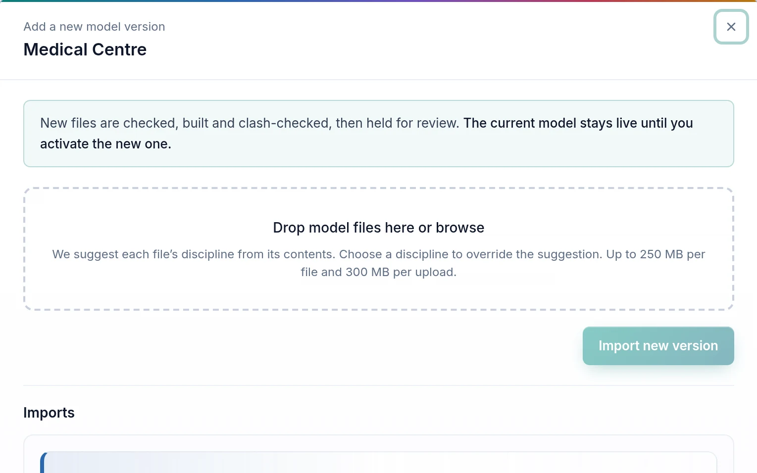 SpaceDesignX Import screen